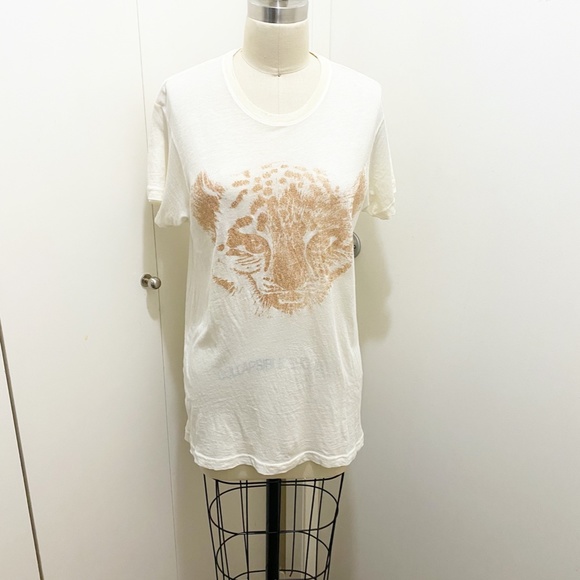 Wildfox Baby Cheetah and Claw Sparkle Tee Sheer Off White XS - Picture 9 of 13